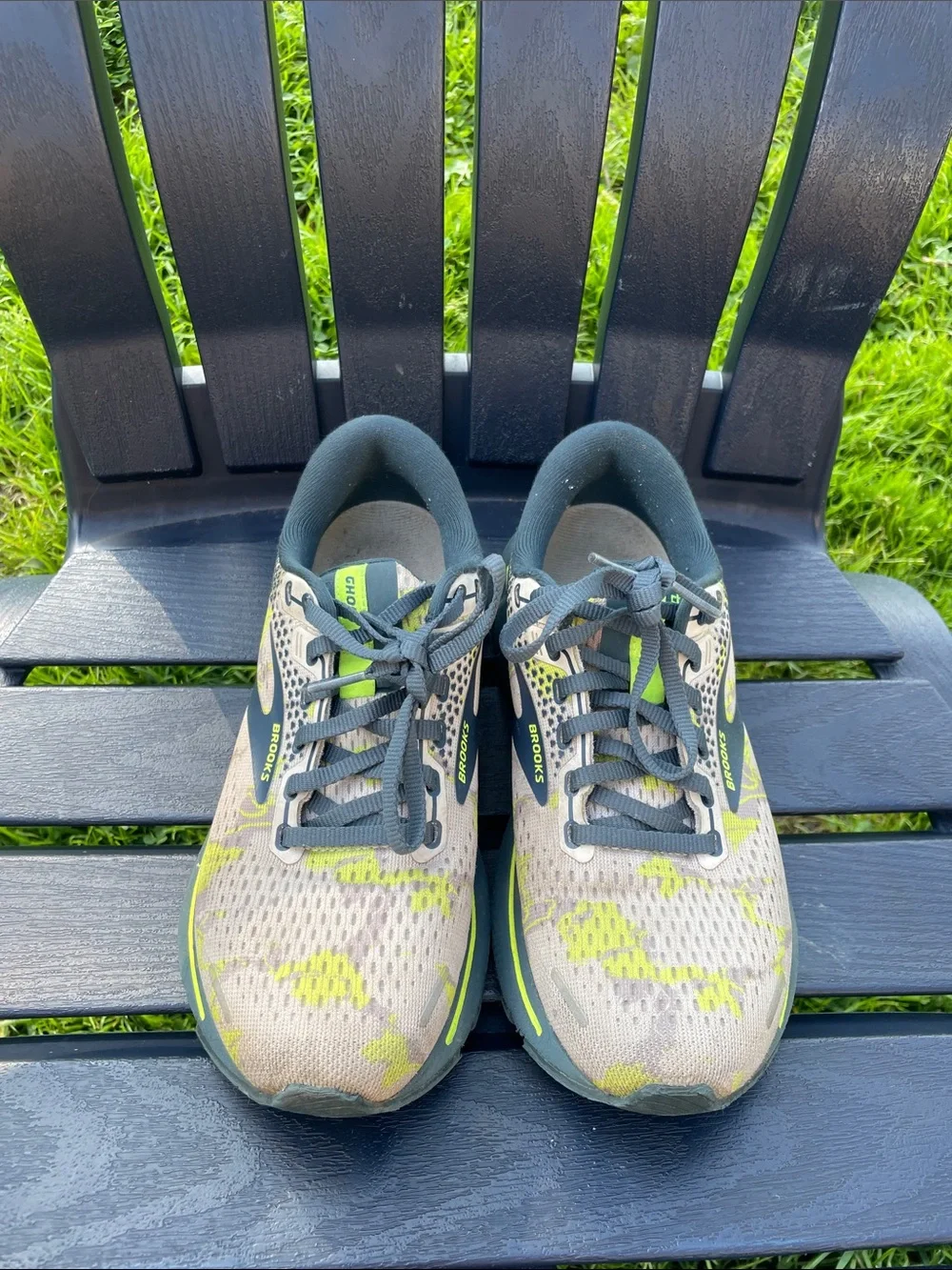 Brooks Ghost Men's Running Shoes - Olive Green with Neon Yellow Accents